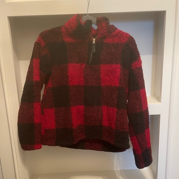 Fashion nova Plaid The Game Sherpa Pullover - Red/combo - Picture 6 of 7